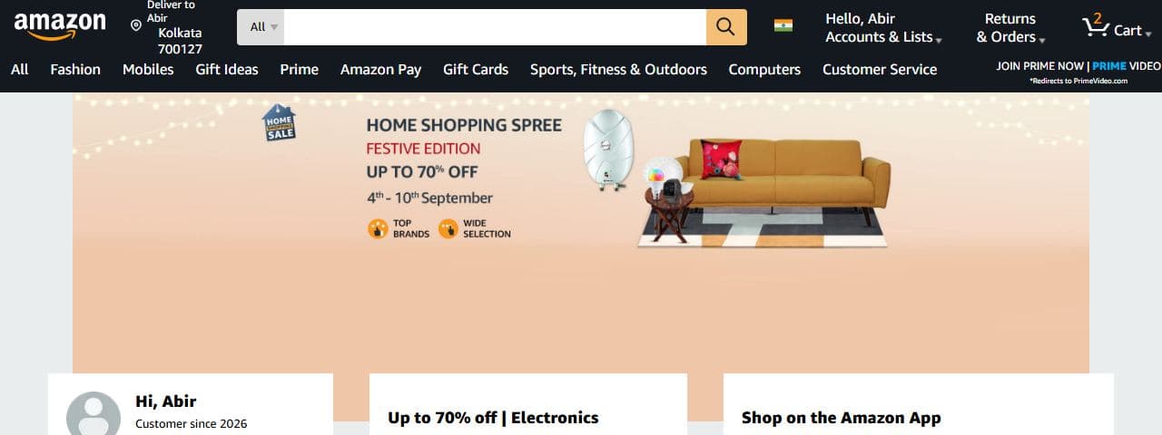 Amazon Clone — screenshot of the live site